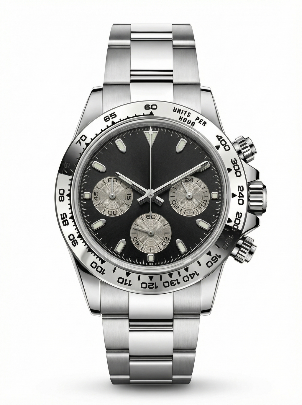 Tona Mod – Steel · Black Dial – 40mm – Chronograph