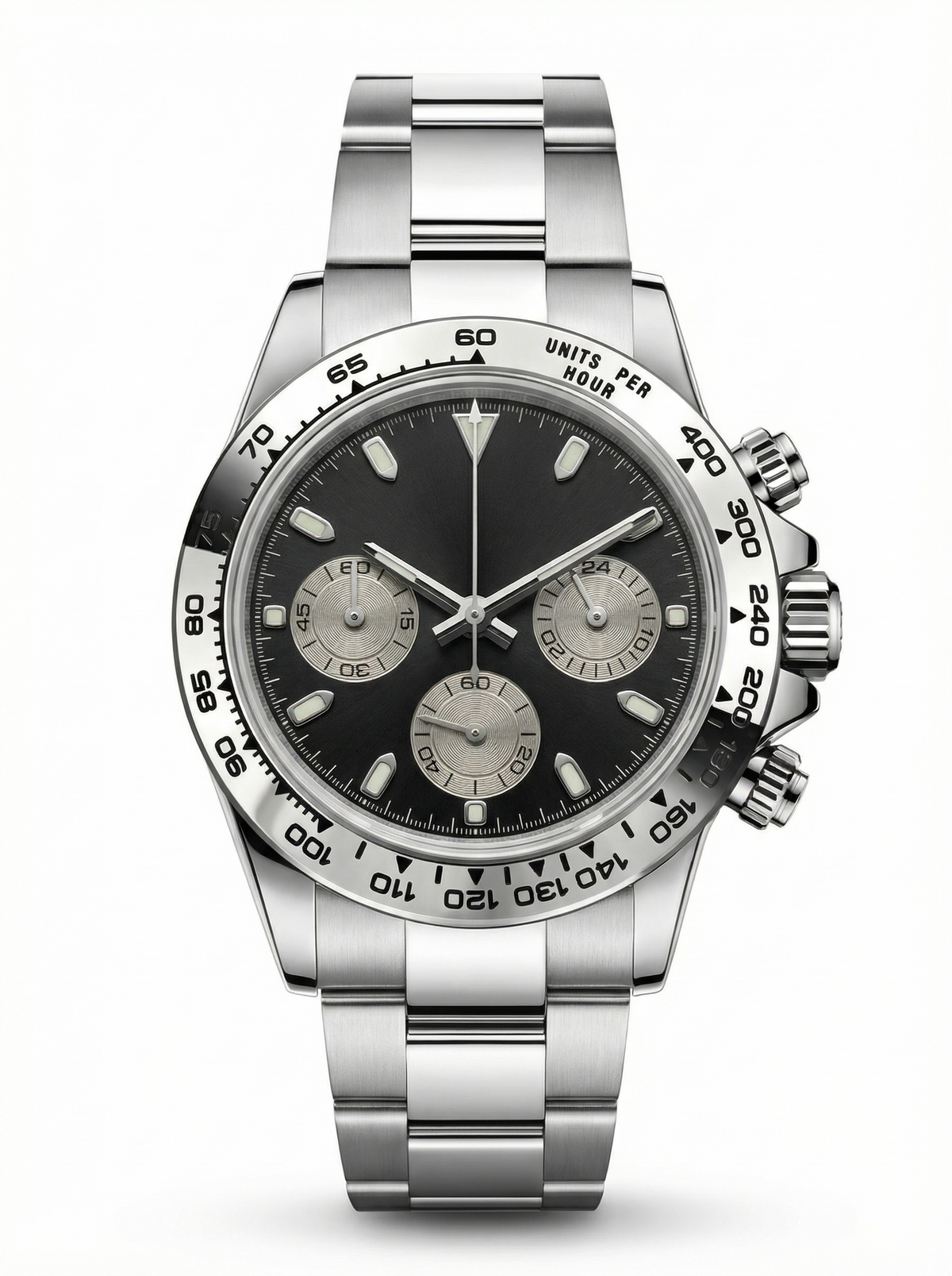 Tona Mod – Steel · Black Dial – 40mm – Chronograph