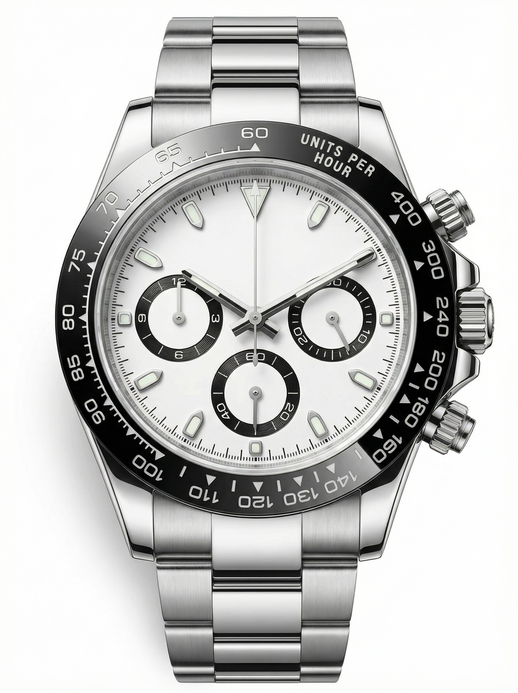 Tona Mod – Steel · White Panda Dial – 40mm – Chronograph
