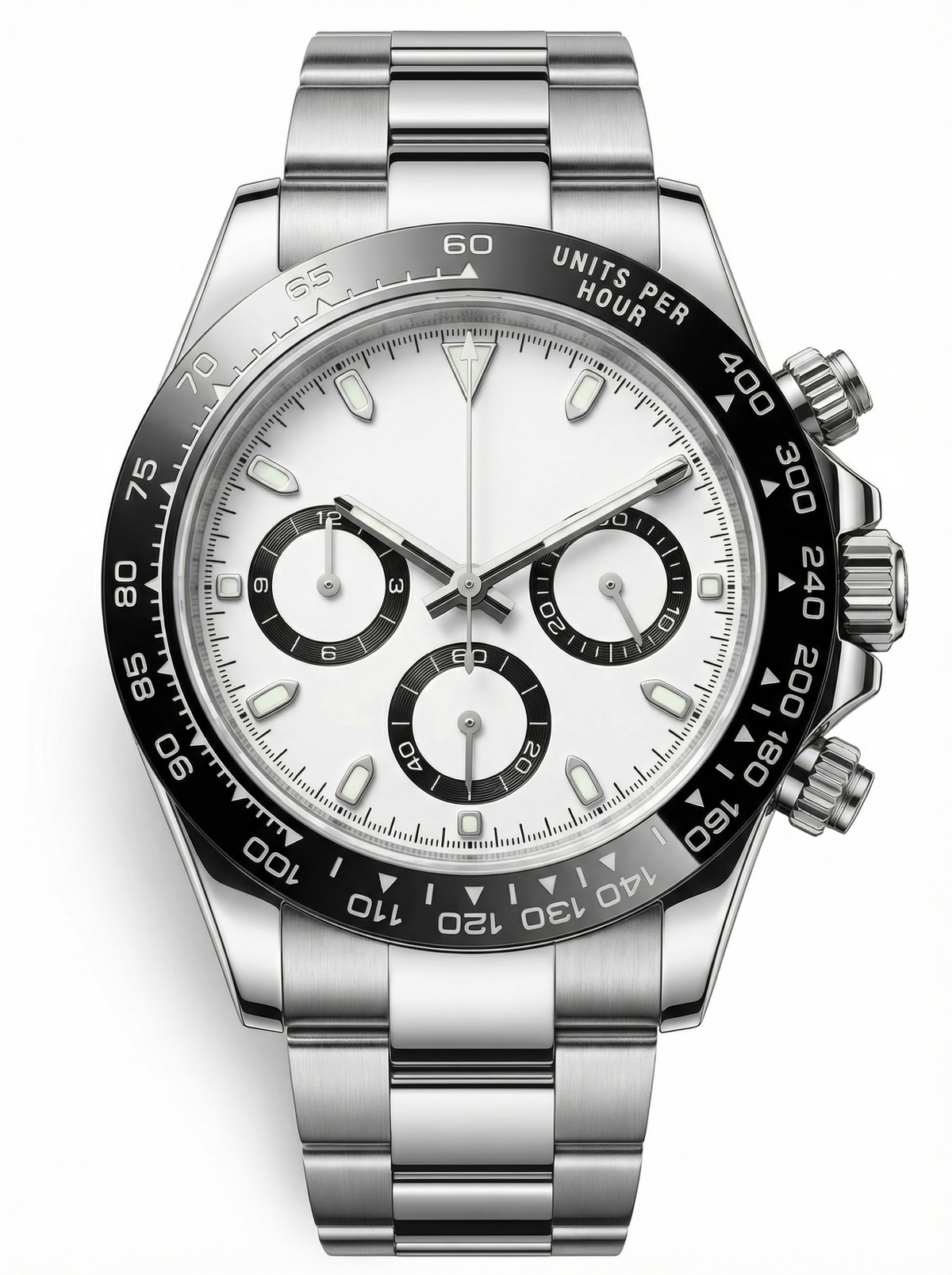 Tona Mod – Steel · White Panda Dial – 40mm – Chronograph