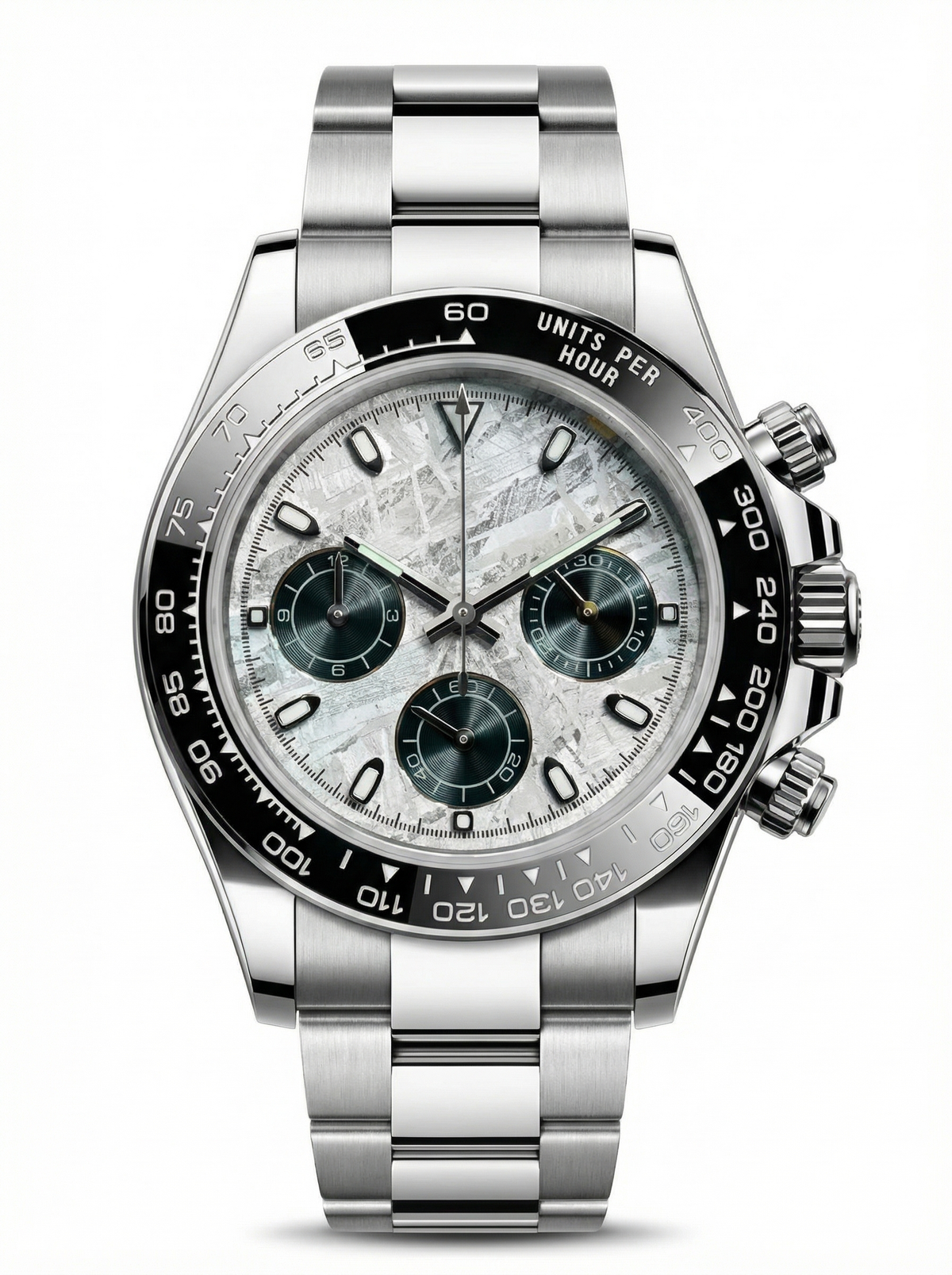Tona Mod – Steel · White MOP Green Dial – 40mm – Chronograph