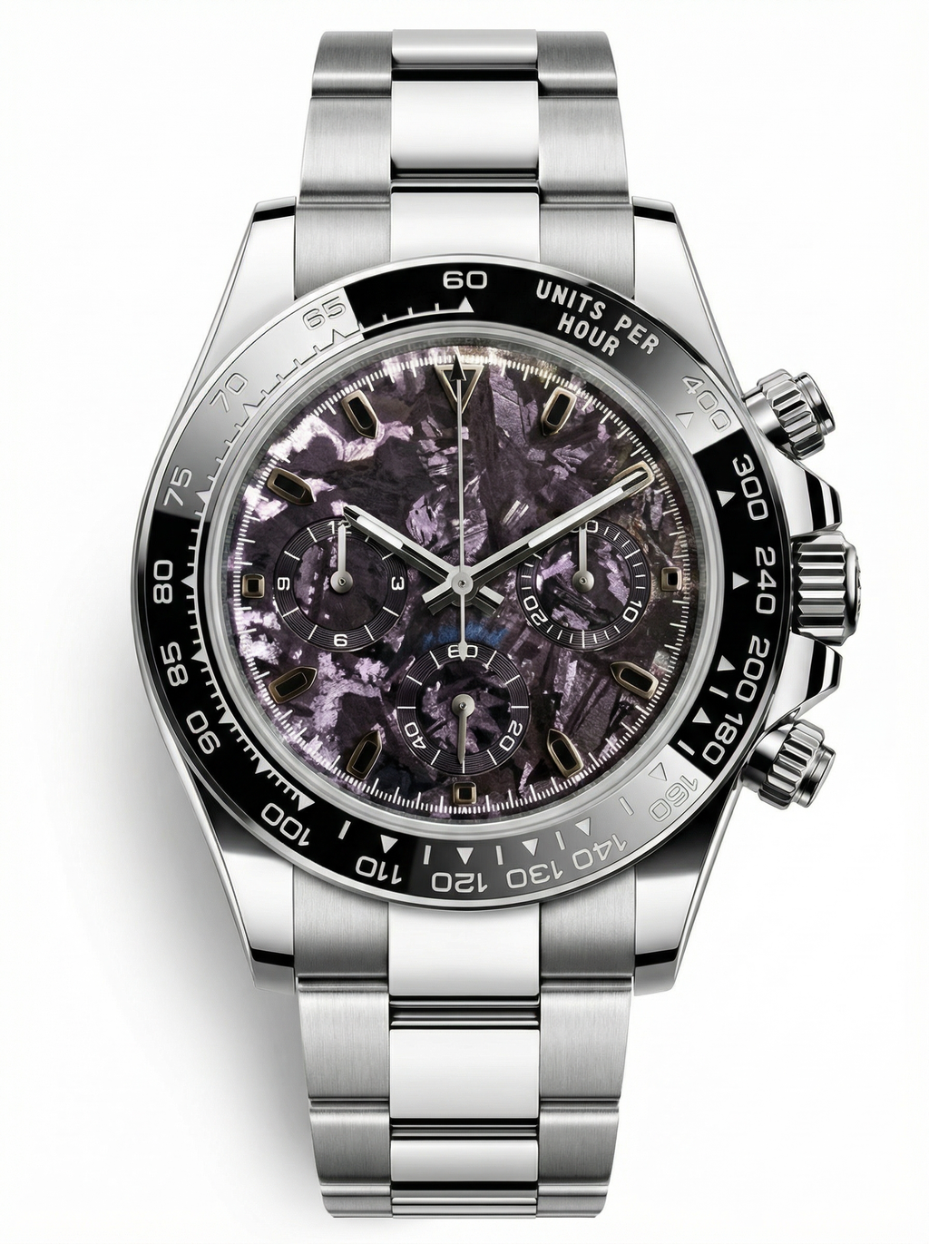 Tona Mod – Steel · Purple Marble Dial – 40mm – Chronograph