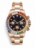 Tona Mod – Rose Gold · Rainbow Bezel · Black Dial – 40mm – Chronograph