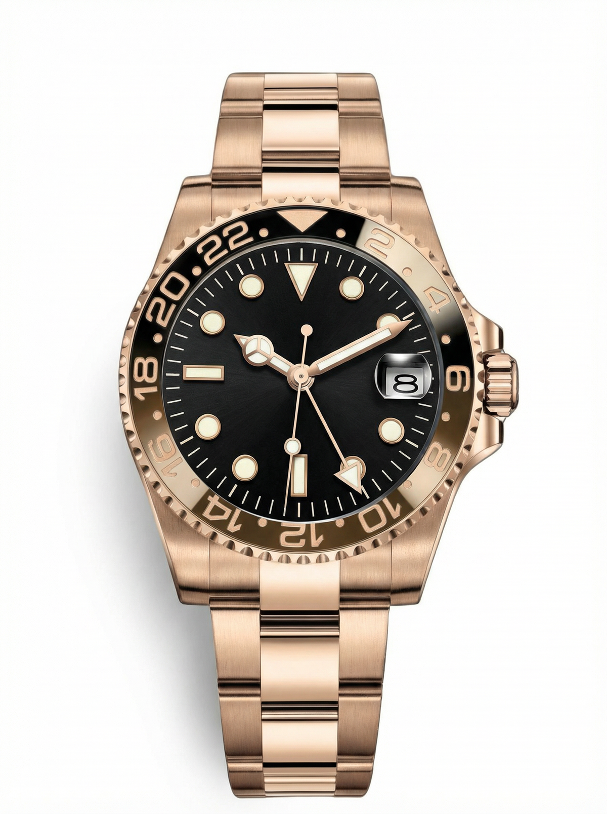 GMT Mod – Rose Gold · Root Beer Bezel – 40mm – Automatic GMT