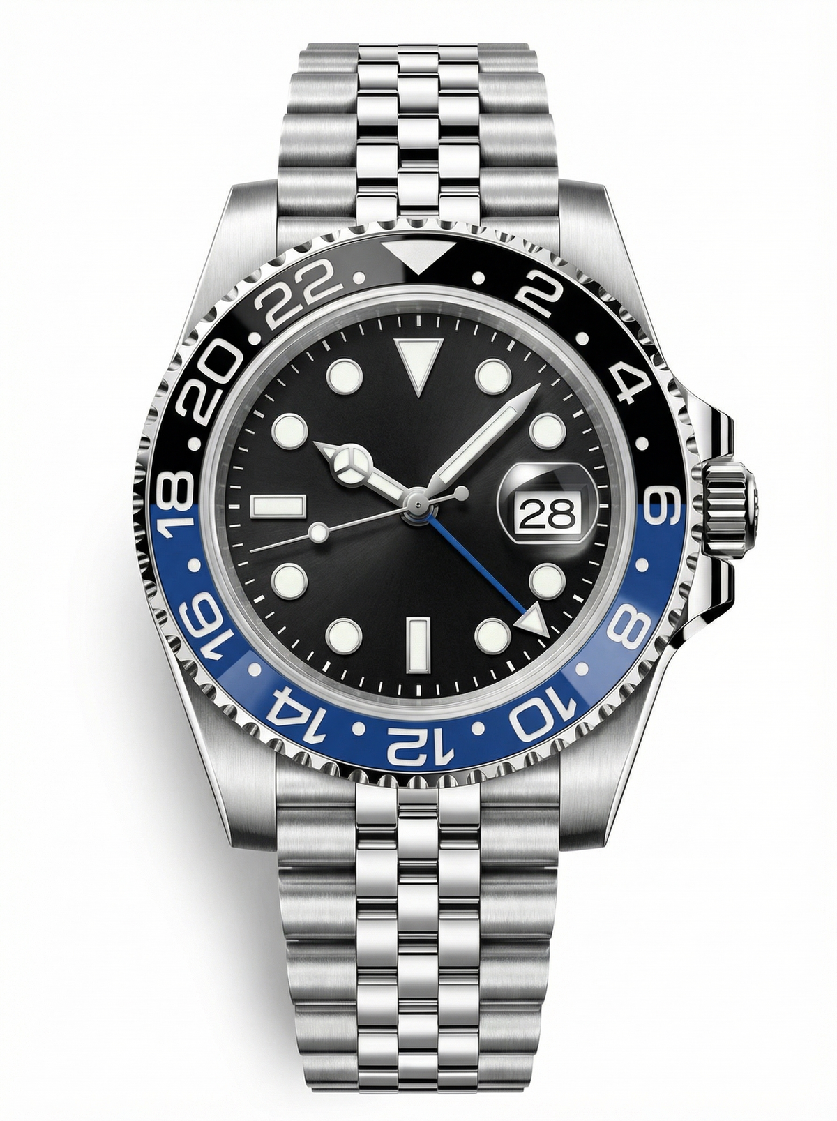 GMT Mod – Steel · Blue-Red Bezel – 40mm – Automatic GMT