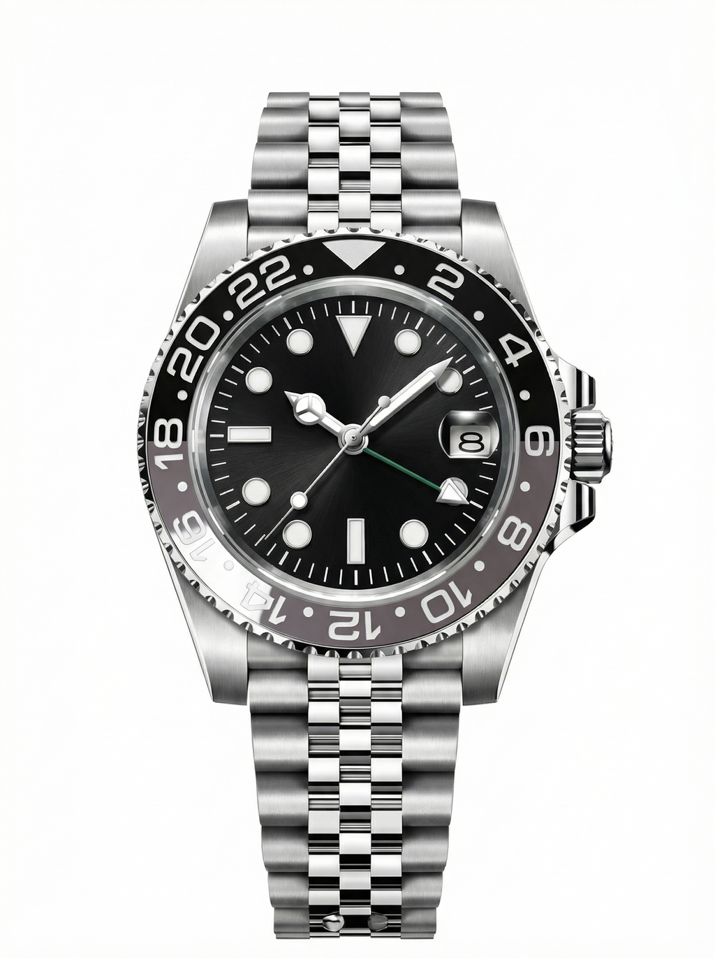 GMT Mod – Steel · Black Ceramic Bezel – 40mm – Automatic GMT