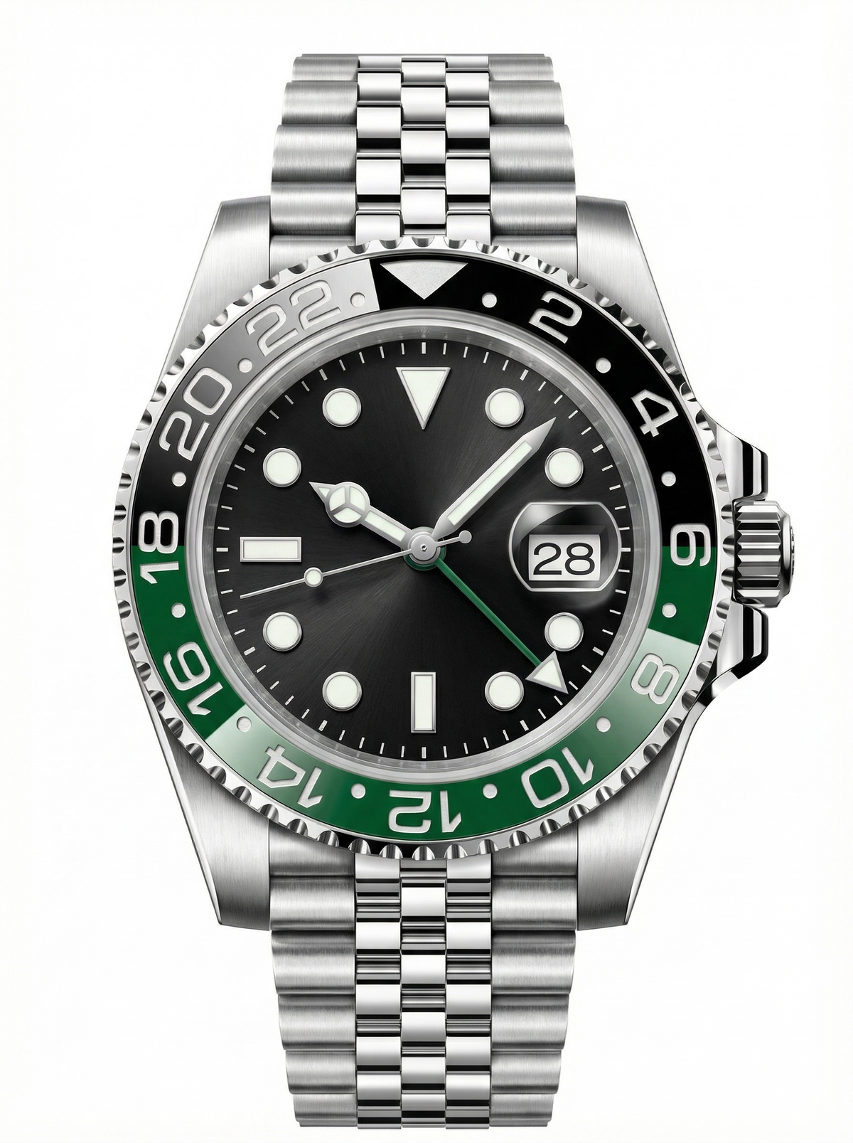 GMT Mod – Steel · Green-Black Bezel – 40mm – Automatic GMT