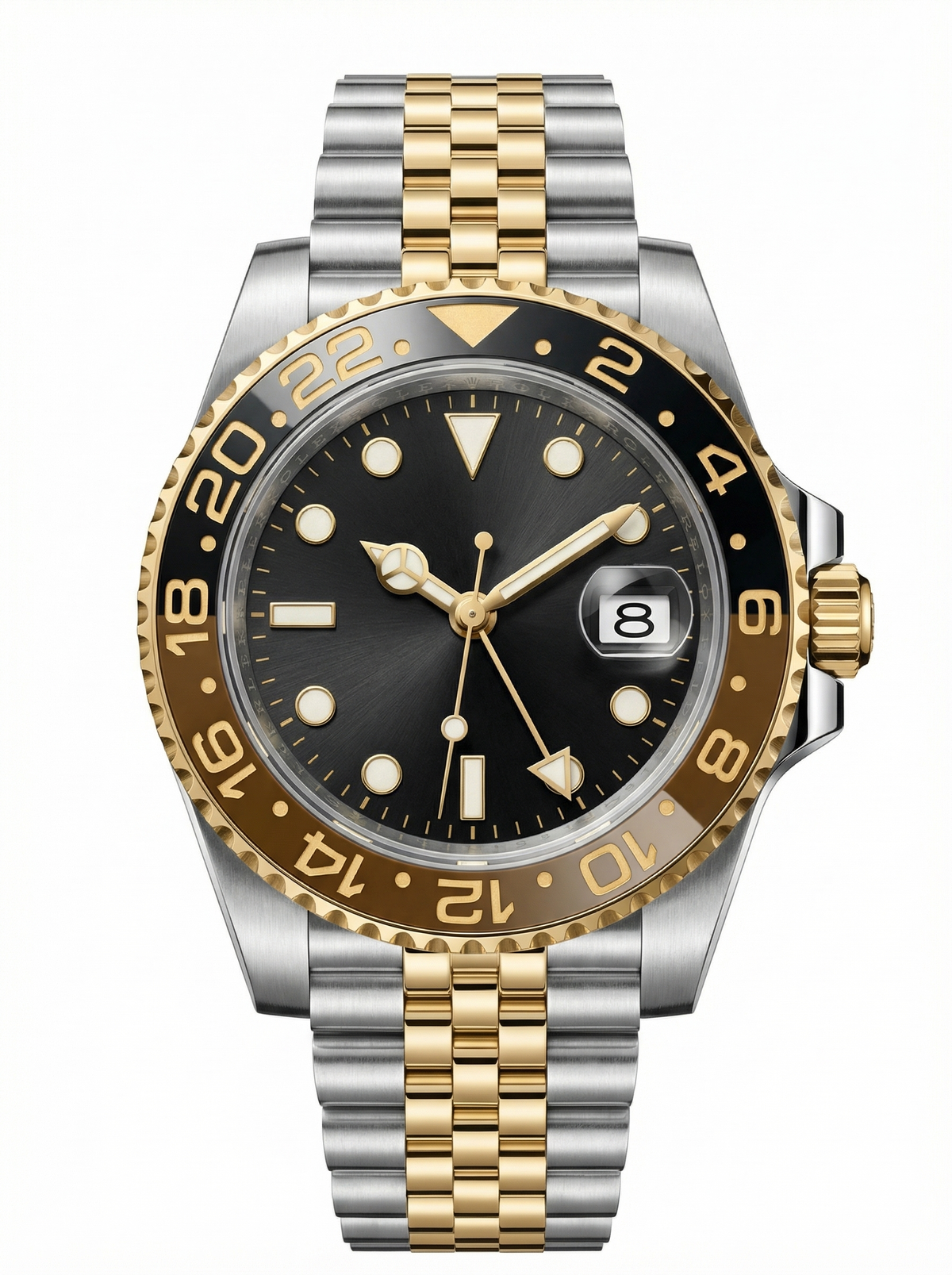 GMT Mod – Two-Tone Gold · Brown-Black Bezel – 40mm – Automatic GMT
