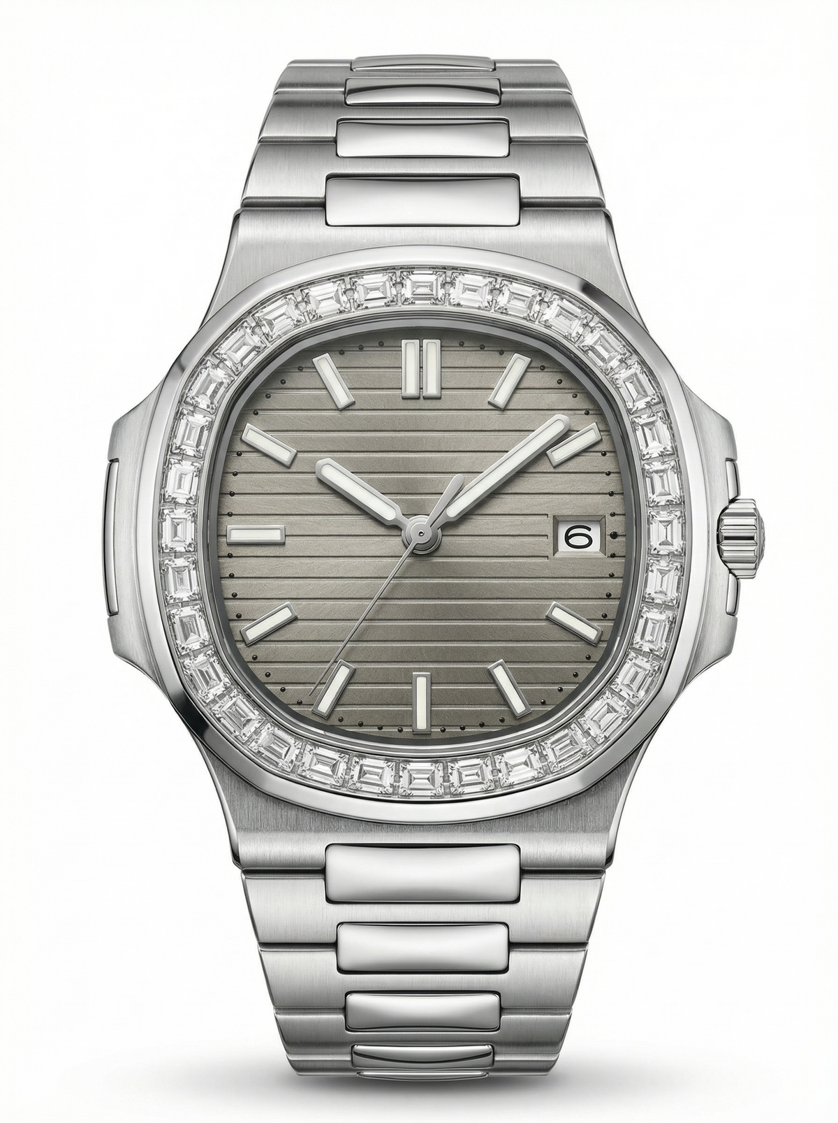 Naut Mod – Steel · Diamond Bezel · Grey Dial – 41mm – Automatic