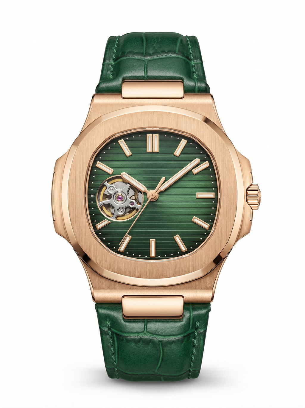 Naut Mod – Rose Gold · Green Open-Heart · Leather – 41mm – Automatic