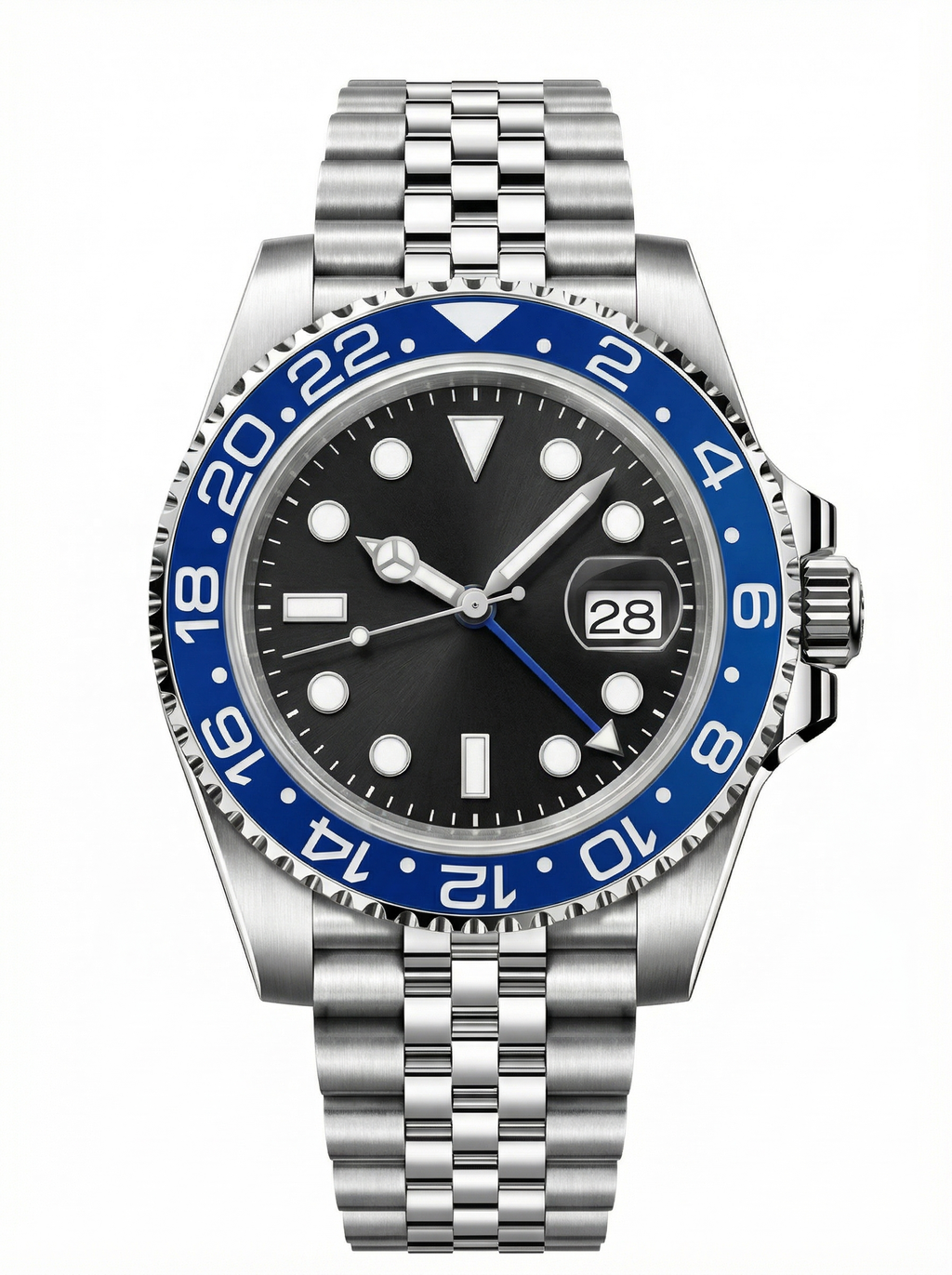 GMT Mod – Steel · Blue-Black Bezel · Jubilee – 40mm – Automatic GMT