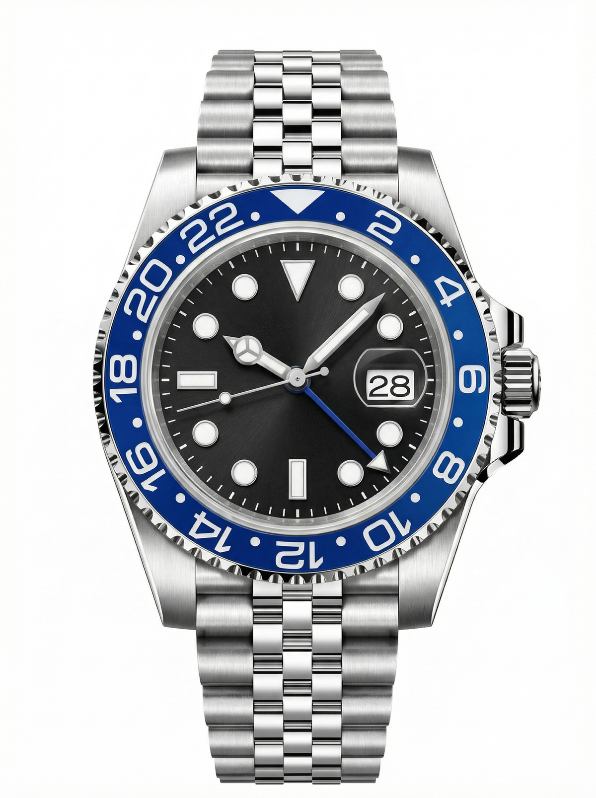GMT Mod – Steel · Blue-Black Bezel · Jubilee – 40mm – Automatic GMT