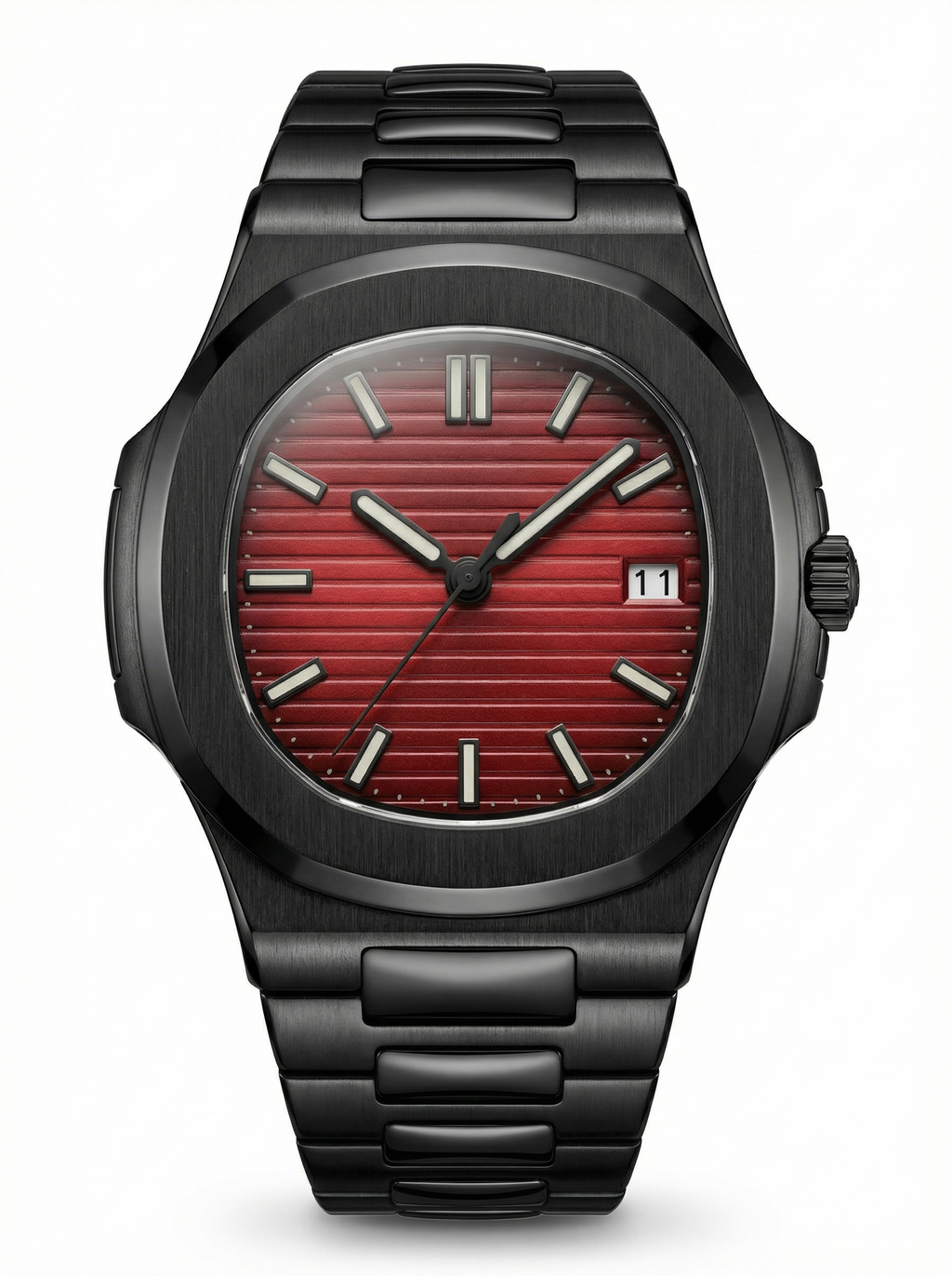 Naut Mod – Black PVD · Red Dial · Rubber – 41mm – Automatic
