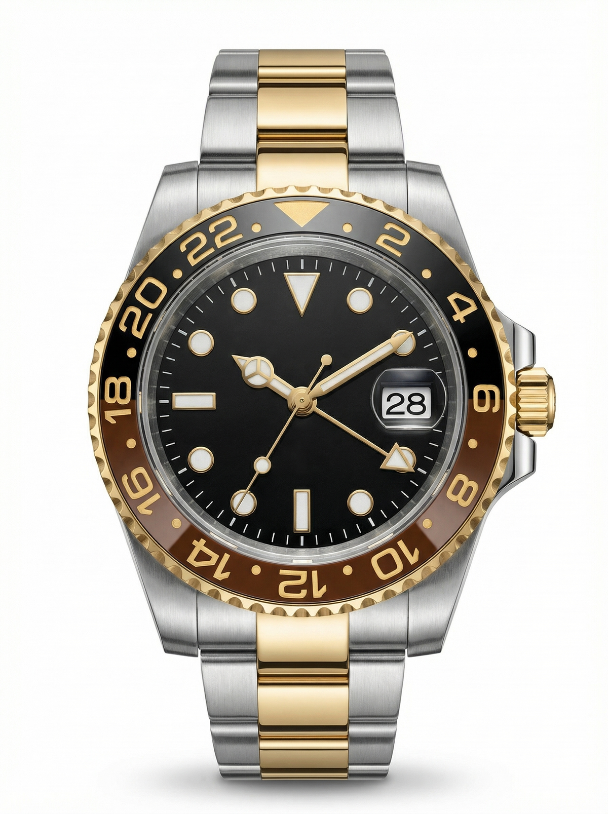 GMT Mod – Two-Tone Gold · Brown-Black Bezel · Oyster – 40mm – Automatic GMT