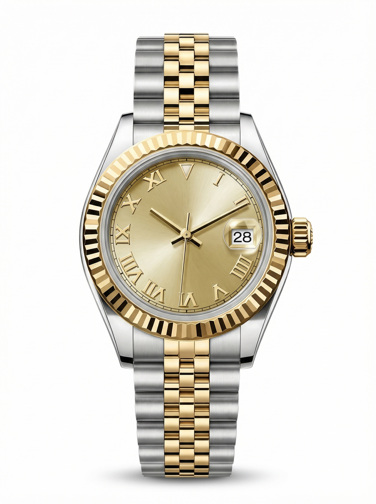 Lady Mod – Two-Tone Gold · Champagne Roman Dial – 28mm – Automatic