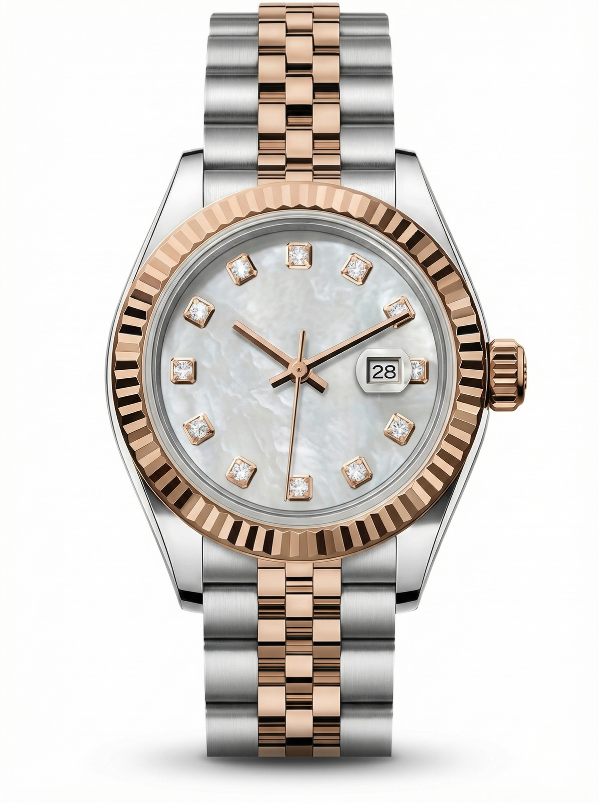 Lady Mod – Two-Tone Rose Gold · White MOP Dial – 28mm – Automatic