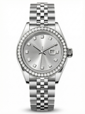 Lady Mod – Steel · Diamond Bezel · Silver Dial – 28mm – Automatic