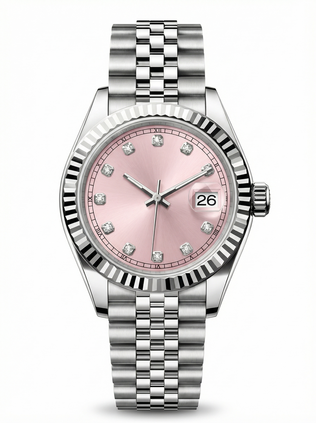 Lady Mod – Steel · Pink Diamond Dial – 28mm – Automatic