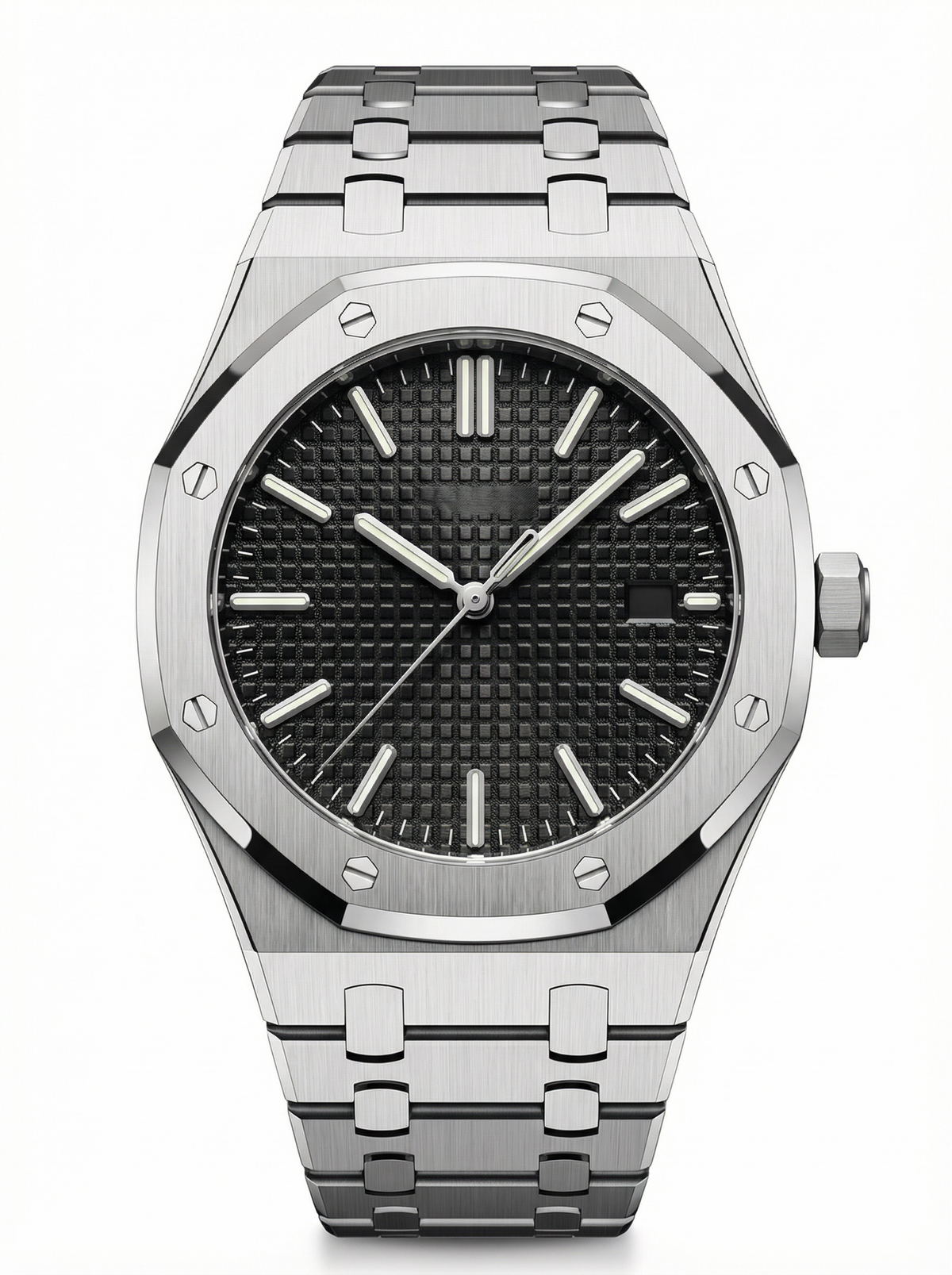 Oak Mod – Steel · Black Tapisserie Dial – 41mm – Automatic