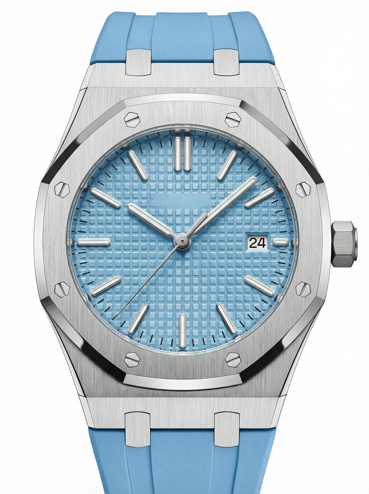 Oak Mod – Steel · Light Blue Dial · Rubber – 41mm – Automatic