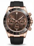 Tona Mod – Rose Gold · Brown Dial · Rubber – 40mm – Chronograph
