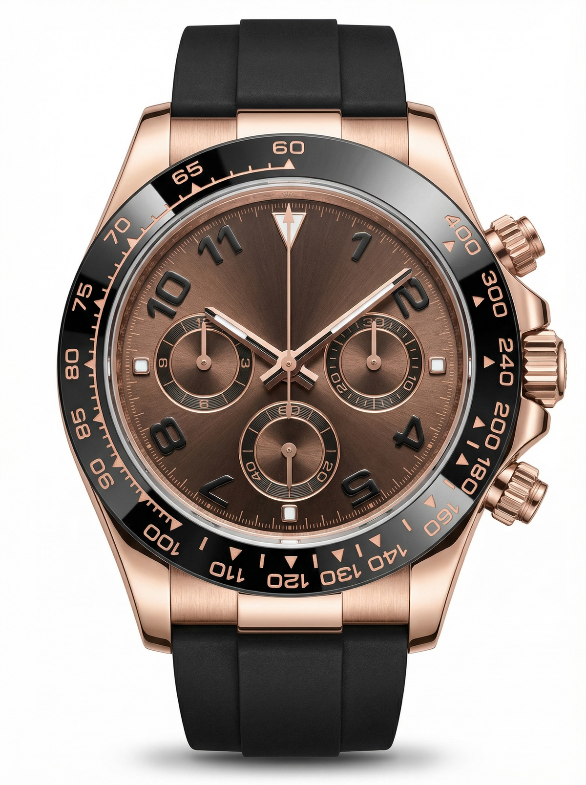 Tona Mod – Rose Gold · Brown Dial · Rubber – 40mm – Chronograph