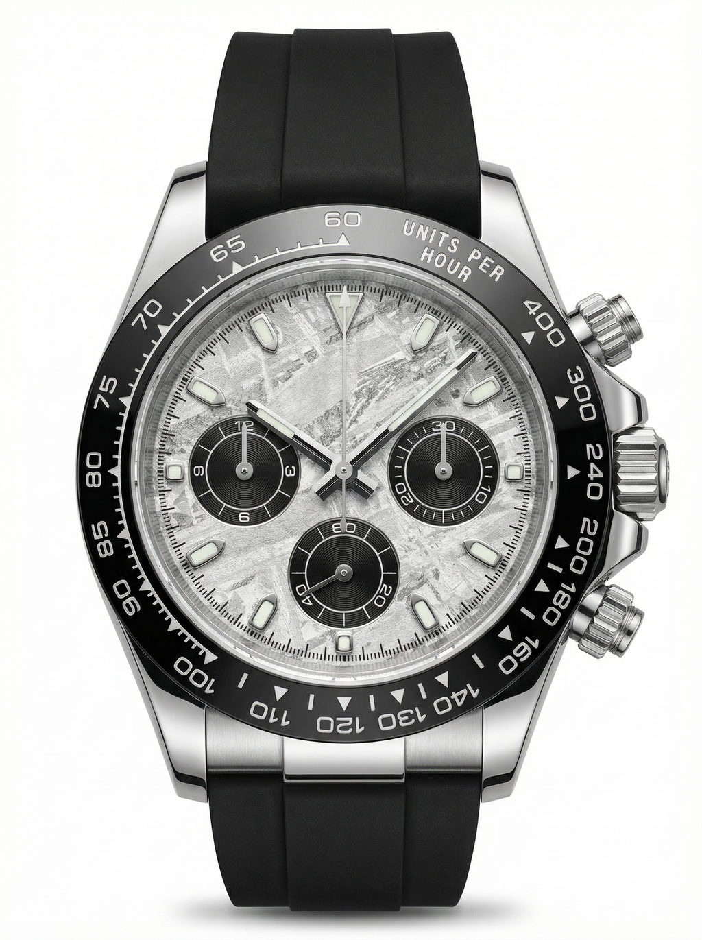 Tona Mod – Steel · White MOP Dial · Rubber – 40mm – Chronograph