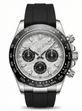 Tona Mod – Steel · White MOP Dial · Rubber – 40mm – Chronograph