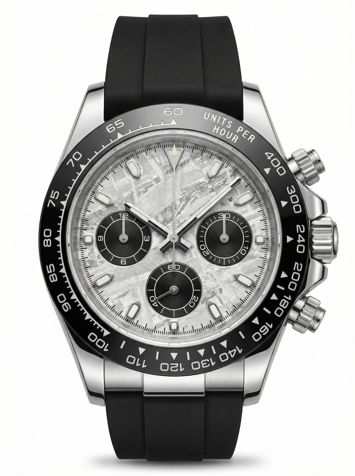 Tona Mod – Steel · White MOP Dial · Rubber – 40mm – Chronograph