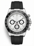 Tona Mod – Steel · White Panda Dial · Rubber – 40mm – Chronograph