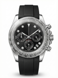 Tona Mod – Steel · Black Diamond Dial · Rubber – 40mm – Chronograph