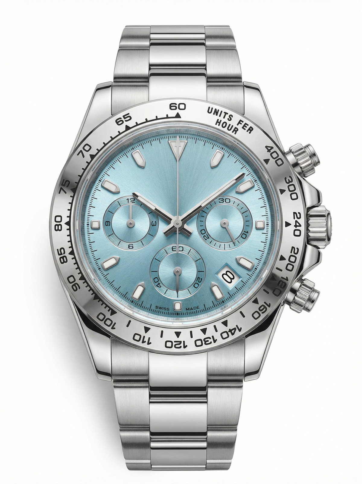 Tona Mod – Steel · Ice-Blue Dial – 40mm – Chronograph