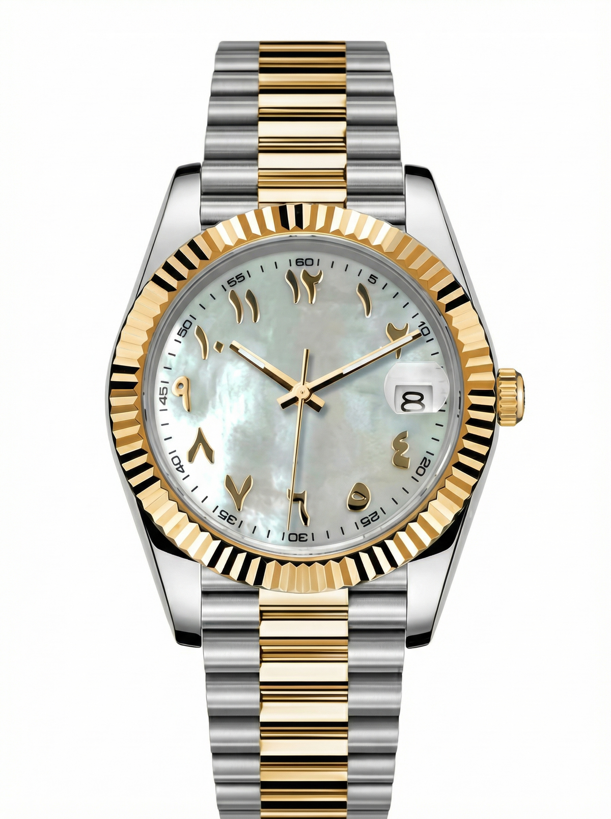 Date Mod – Two-Tone Gold · White MOP Arabic Dial – 40mm – Automatic