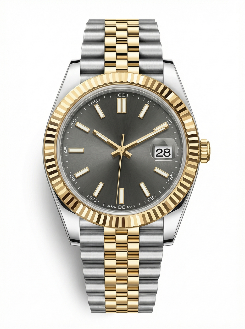 Date Mod – Two-Tone Gold · Grey Stick Dial – 40mm – Automatic