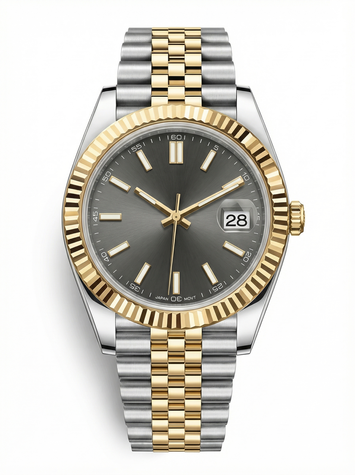 Date Mod – Two-Tone Gold · Grey Stick Dial – 40mm – Automatic