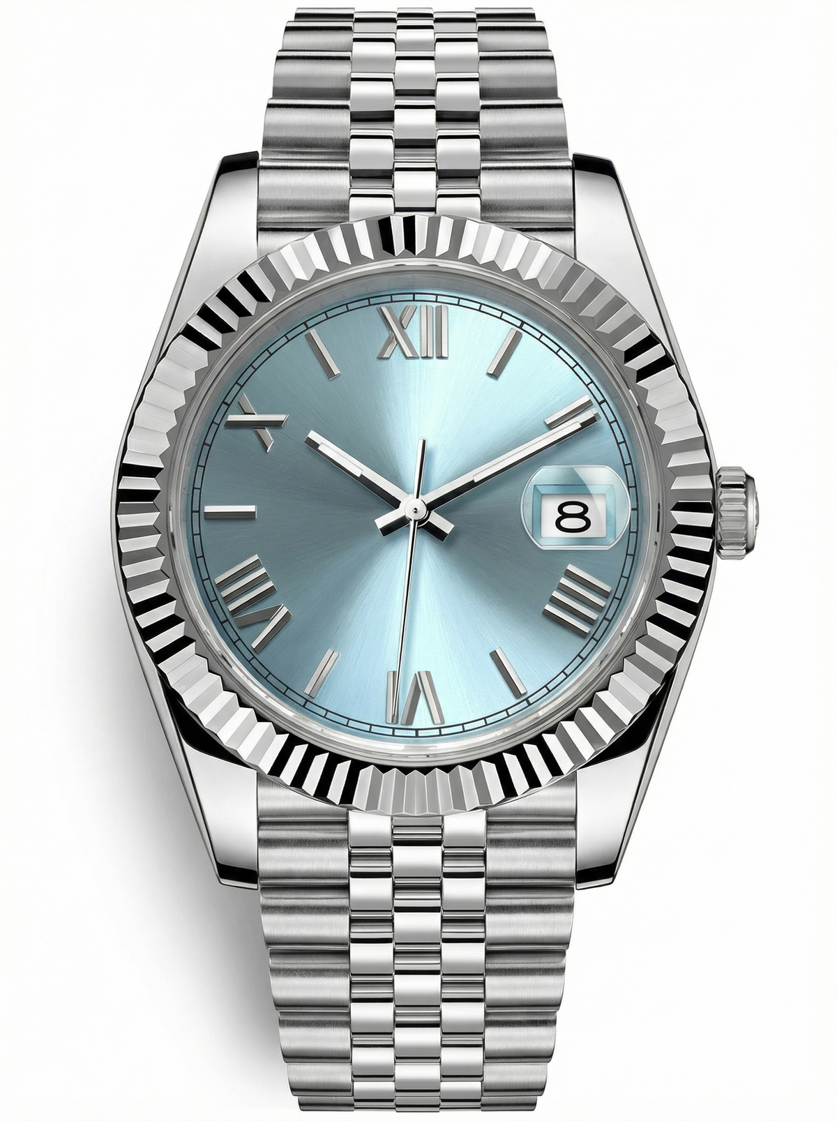 Date Mod – Steel · Ice-Blue Roman Dial – 40mm – Automatic
