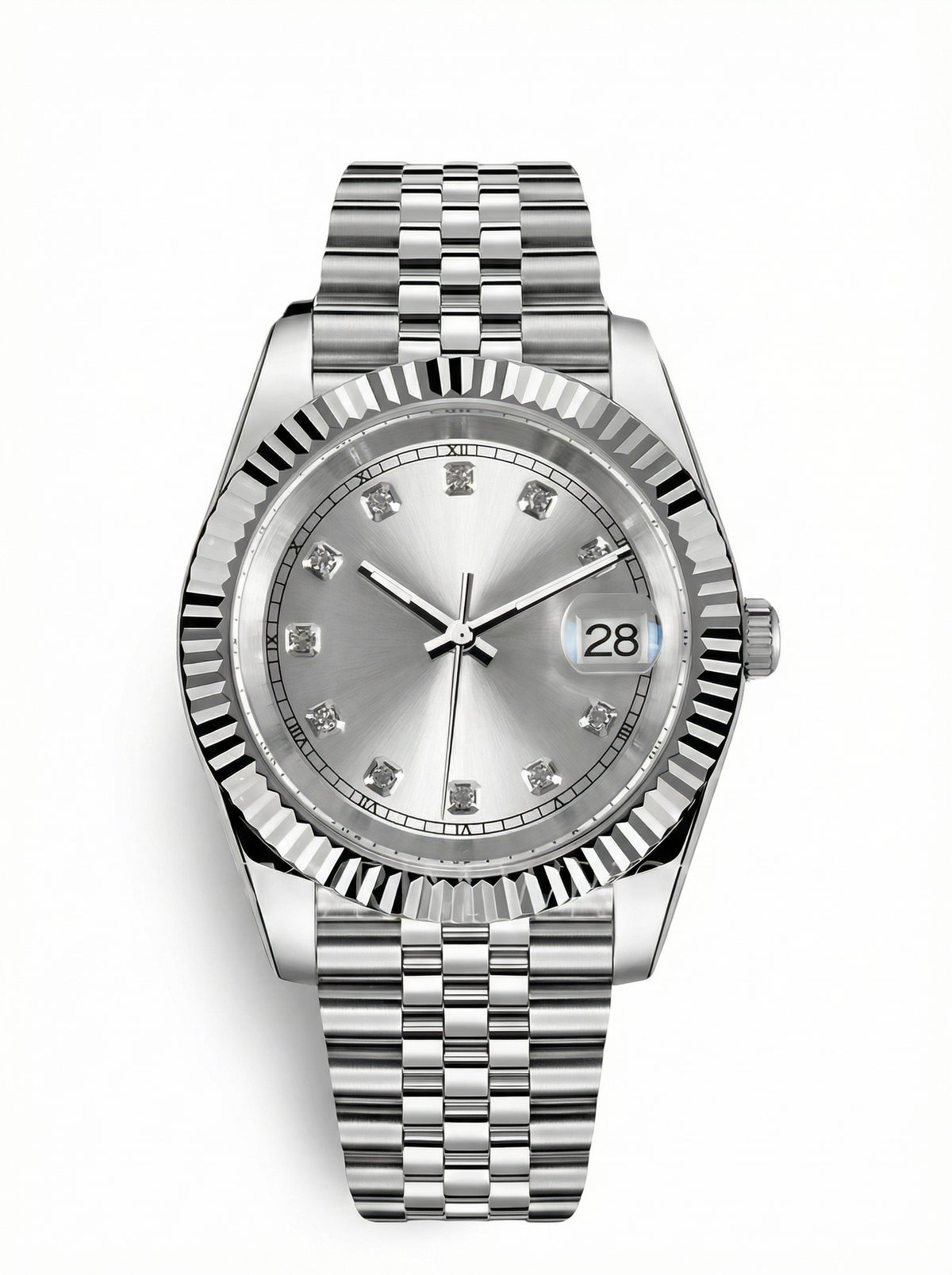 Date Mod – Steel · Silver Diamond Dial – 40mm – Automatic