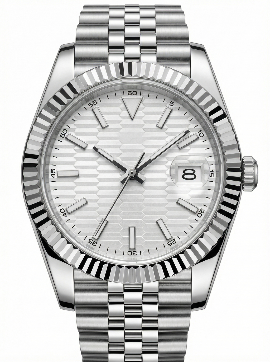 Date Mod – Steel · Silver Fluted-Motif Dial – 40mm – Automatic