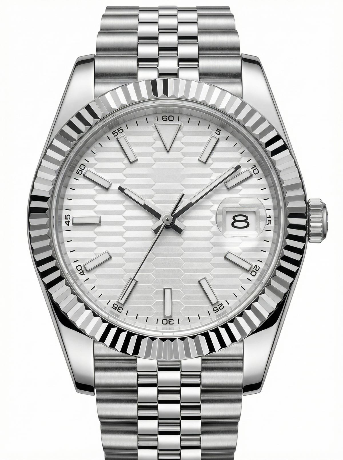 Date Mod – Steel · Silver Fluted-Motif Dial – 40mm – Automatic
