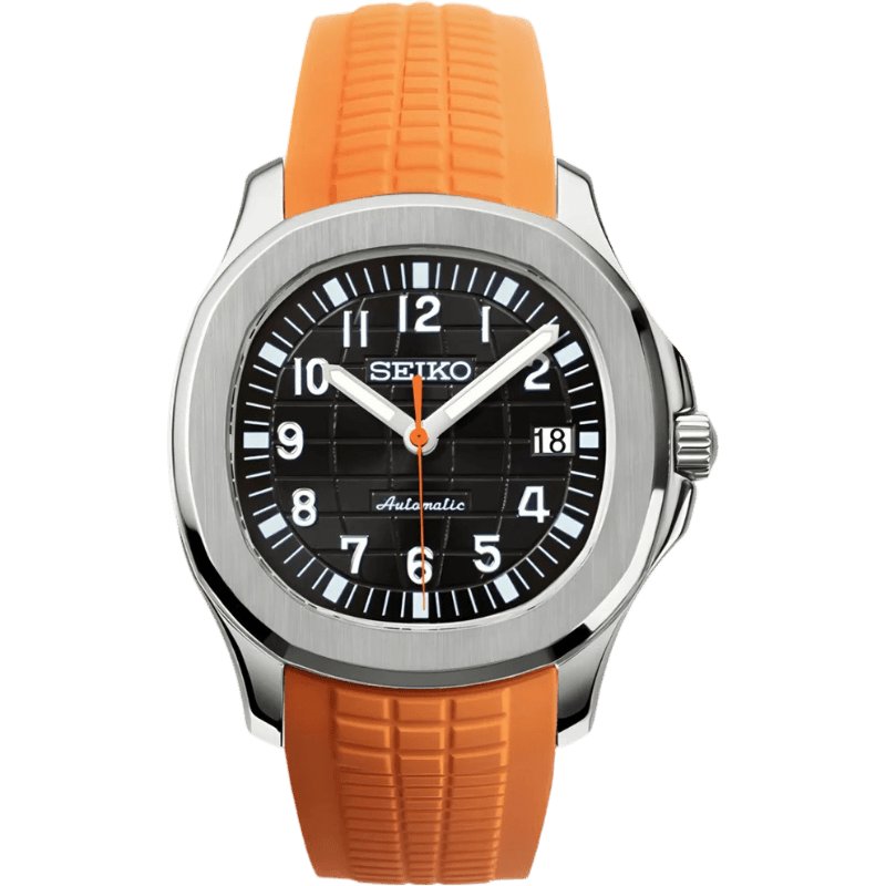 Aqua Mod – Black Dial Orange Accent – 41mm – Automatic — with Seiko logo