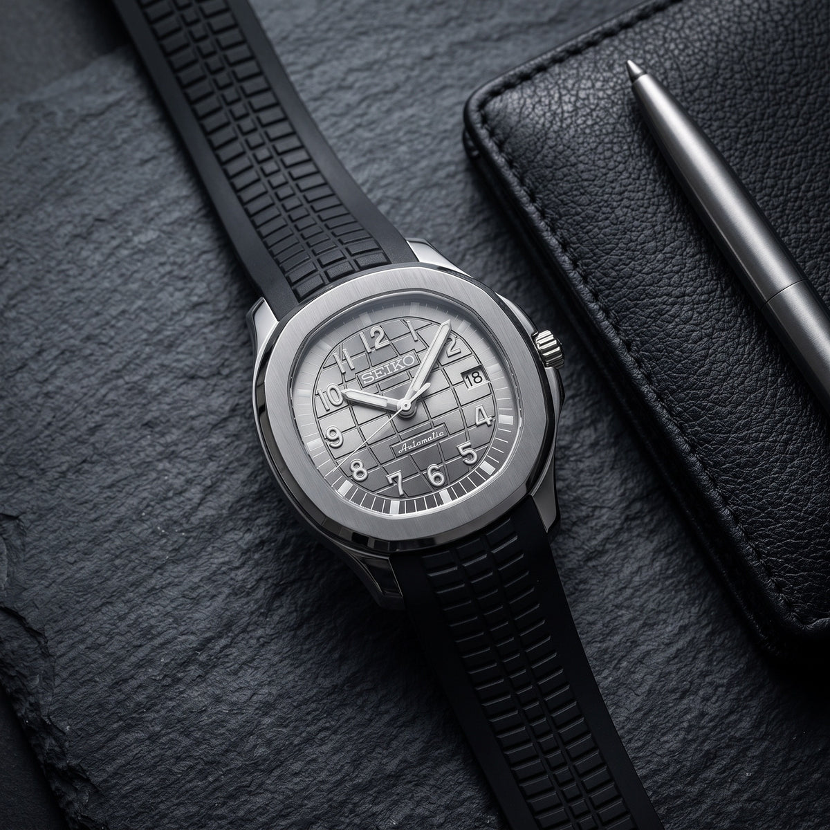 Aqua Mod – Grey Dial – 41mm – Automatic – lifestyle flat lay