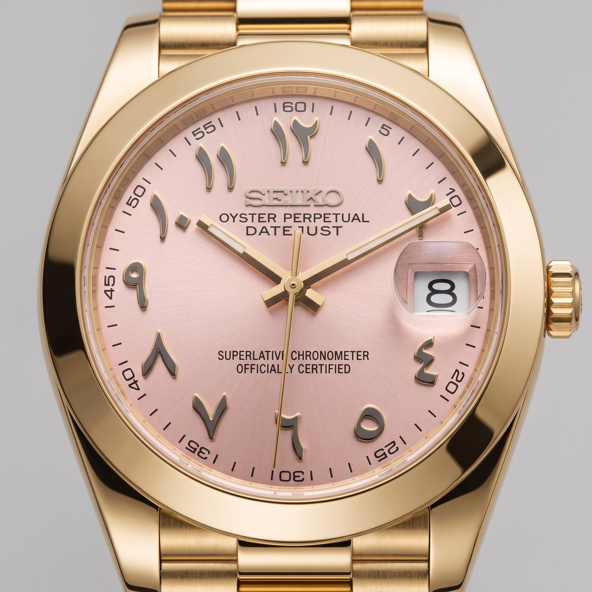 Date Mod – Gold · Pink Arabic Dial – Automatic – dial detail