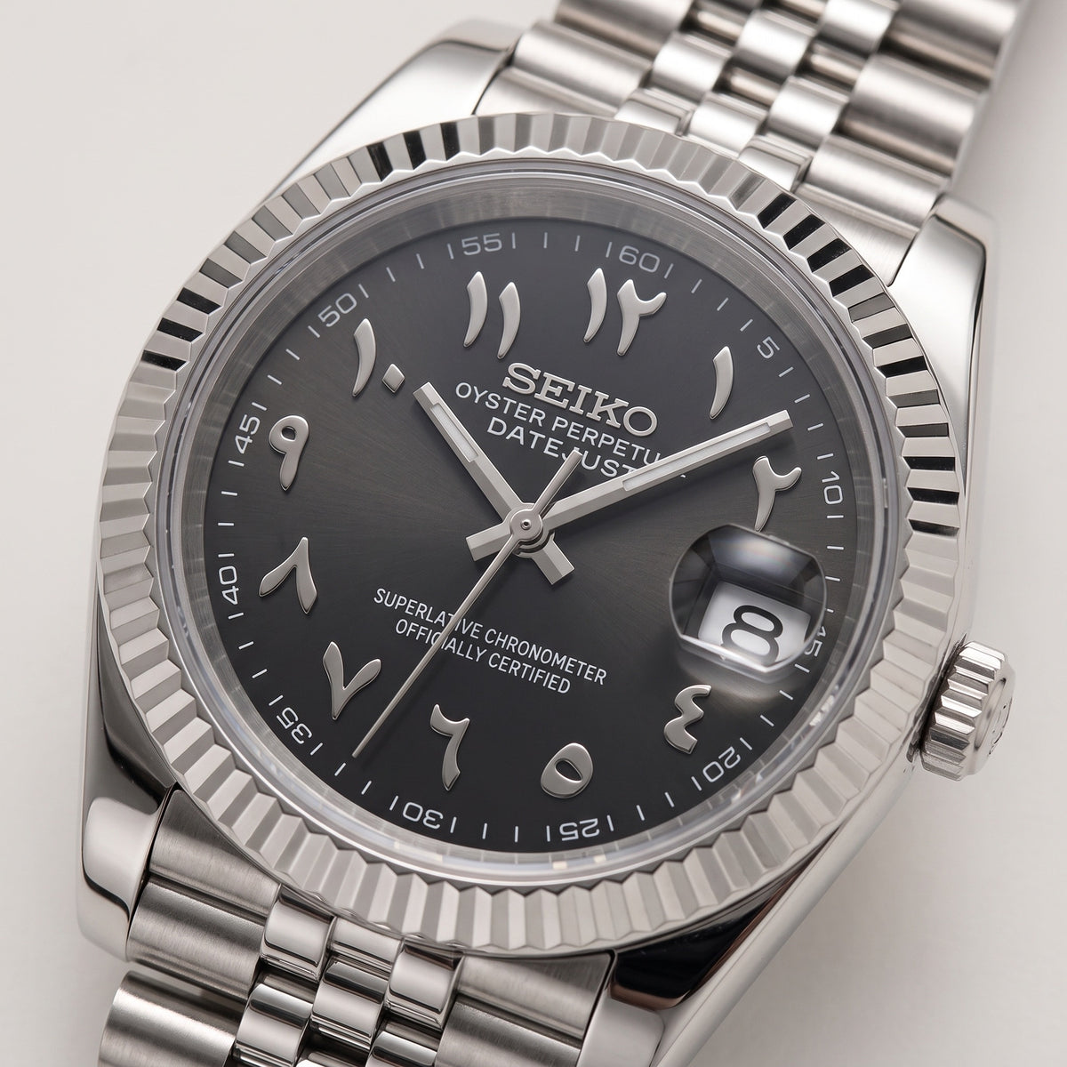 Date Mod – Steel · Black Arabic Dial – Automatic – dial detail