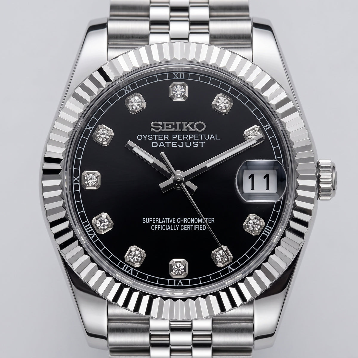 Date Mod – Steel · Black Diamond Dial – Automatic – dial detail
