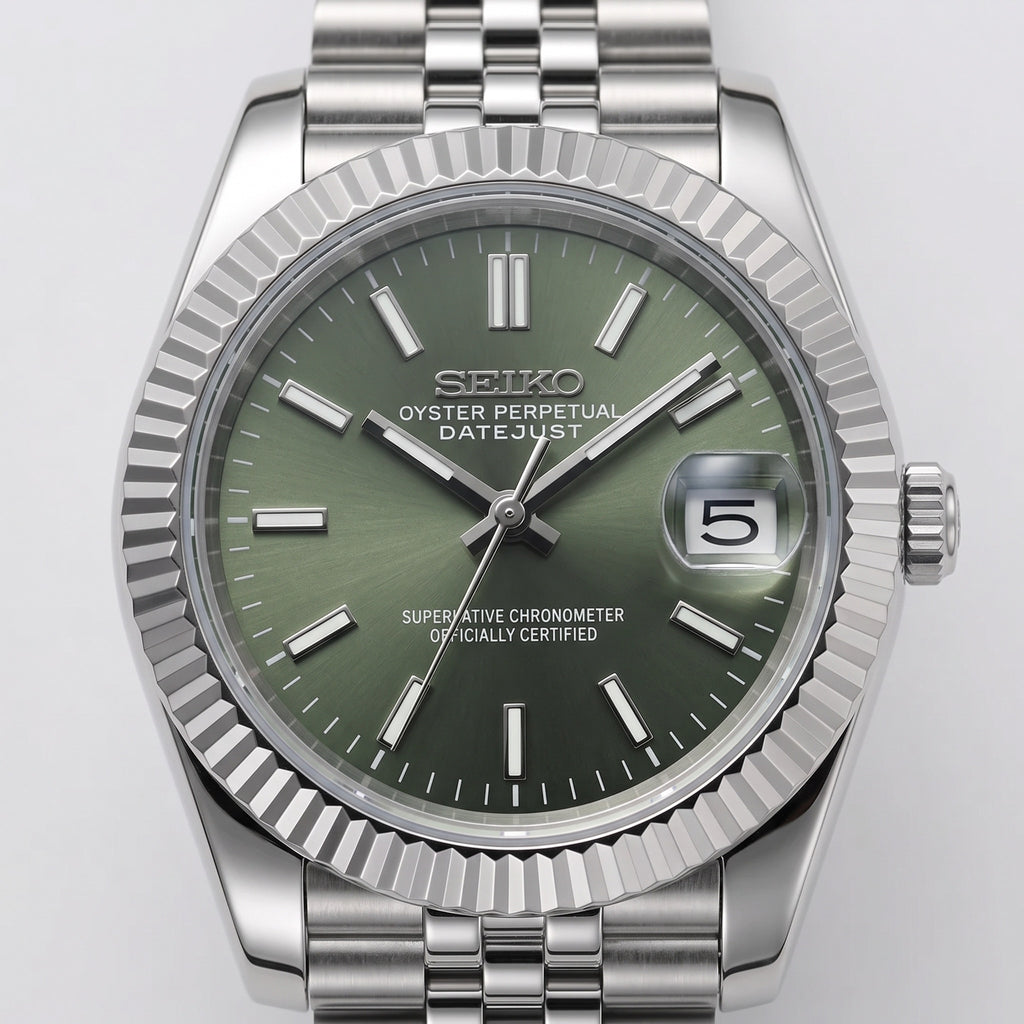 Date Mod – Steel · Green Stick Dial III – Automatic – dial detail