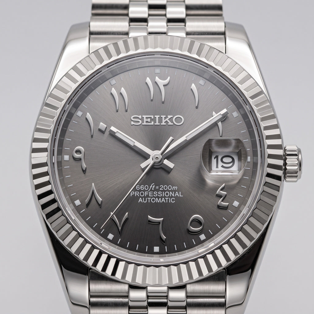Date Mod – Steel · Grey Arabic Dial II – Automatic – dial detail