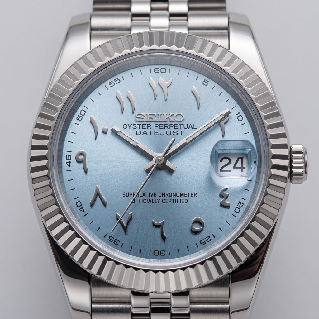 Date Mod – Steel · Ice-Blue Arabic Dial – Automatic – dial detail