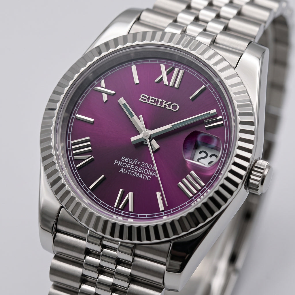 Date Mod – Steel · Purple Arabic Dial – Automatic – dial detail