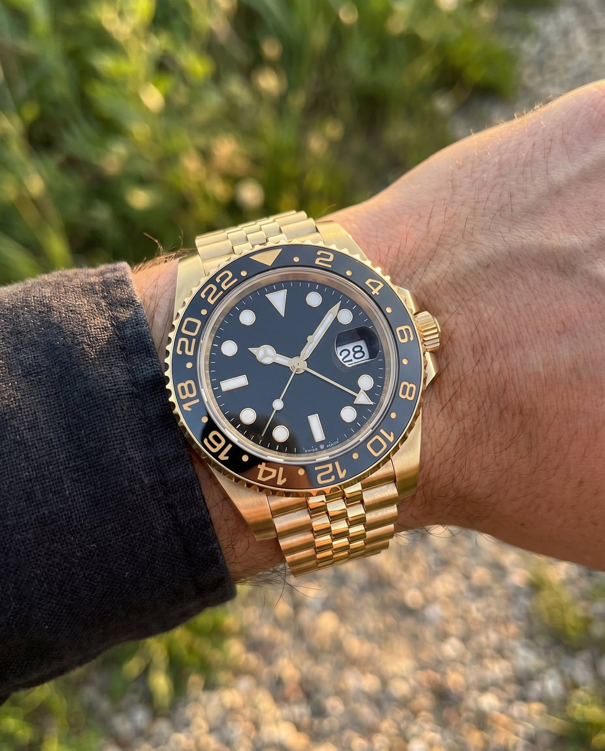 GMT Mod – Full Gold · Black Bezel – 40mm – Automatic GMT - on-wrist lifestyle
