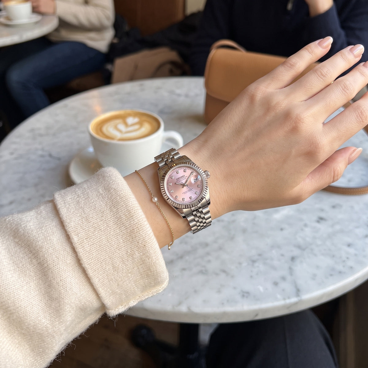Lady Mod – Steel · Pink Diamond Dial – 28mm – Automatic – on-wrist view